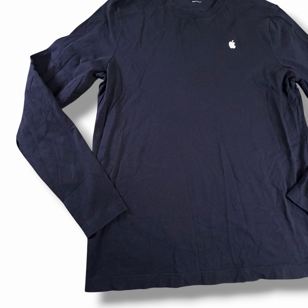 Official Apple Store Employee Logo Unisex T Shirt Long Sleeve Blue Medium M Navy - Picture 5 of 10